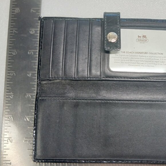 Coach Black Signature Canvas & Leather Tab Snap Wallet F10709 VGUC - Picture 6 of 15
